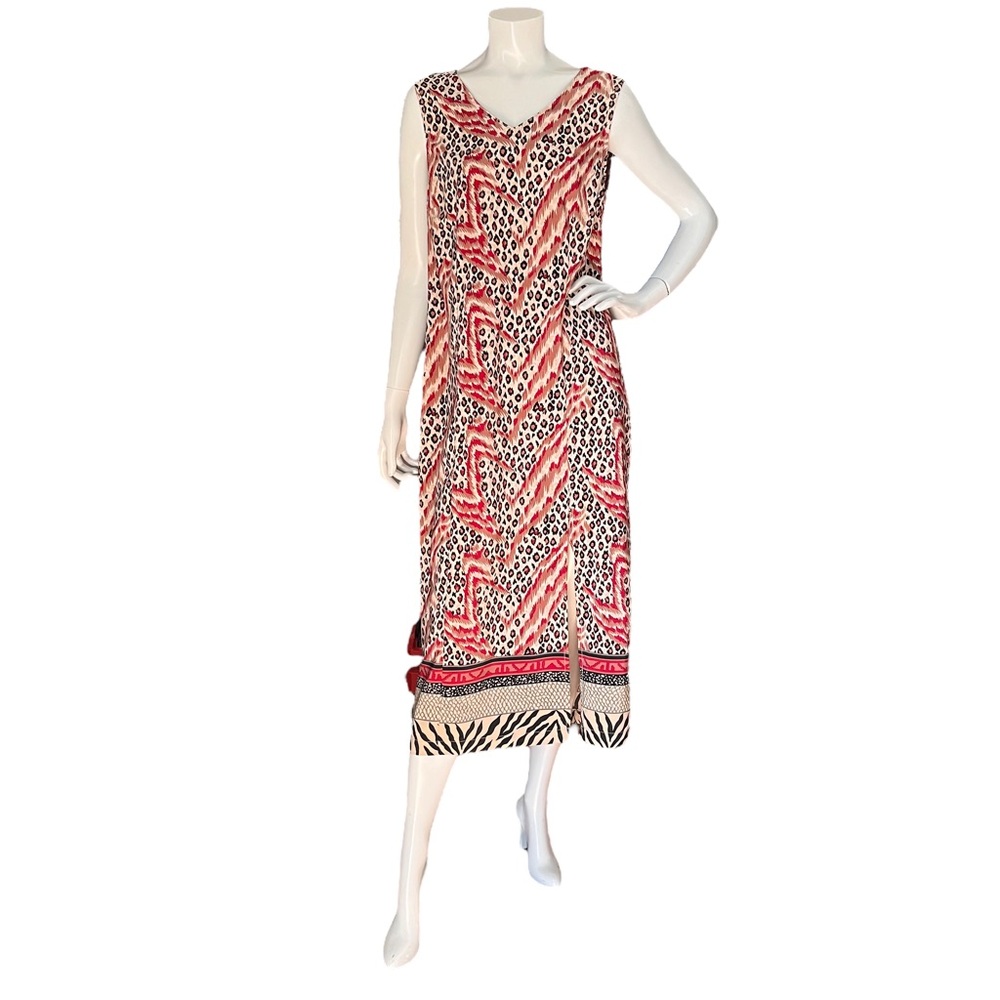 Vintage Katie Lee Collection Animal Print Sleeveless Maxi Dress Size L